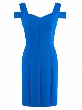 Calvin Klein Cobalt Blue Cold Shoulder Cutout Strap Bodycon Midi Dress Size 2